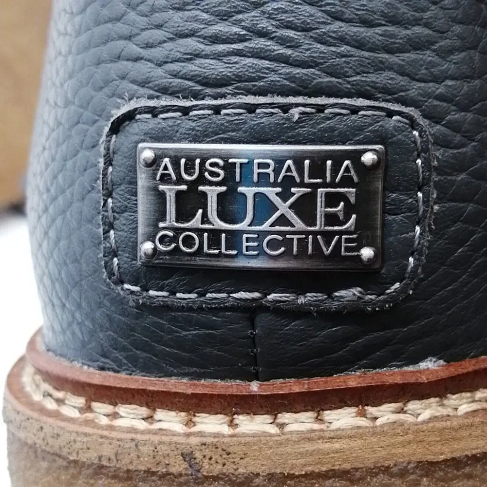 Australia Luxe Collective‎ Mens Lincoln Chukka Boots Gray Leather Lace Up Fur 9